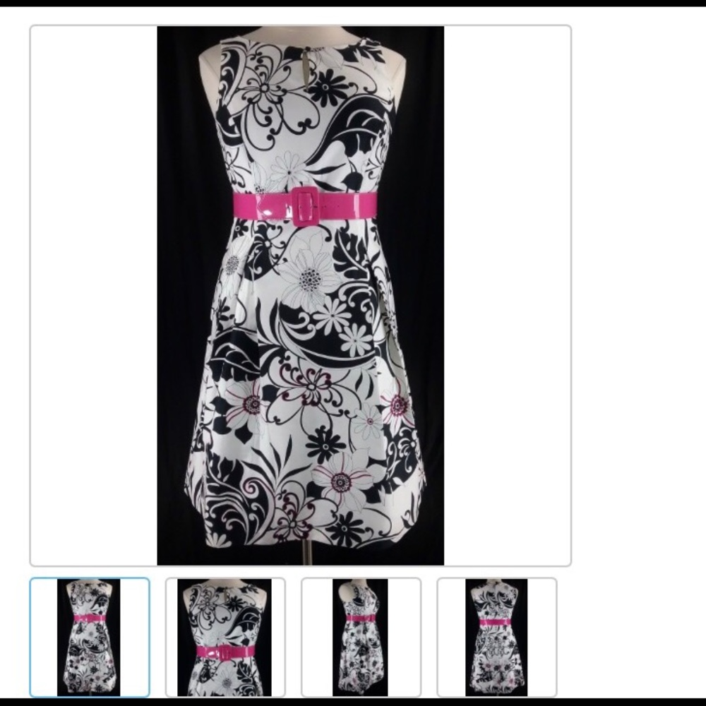 Beautiful floral print dress. Pink accents!