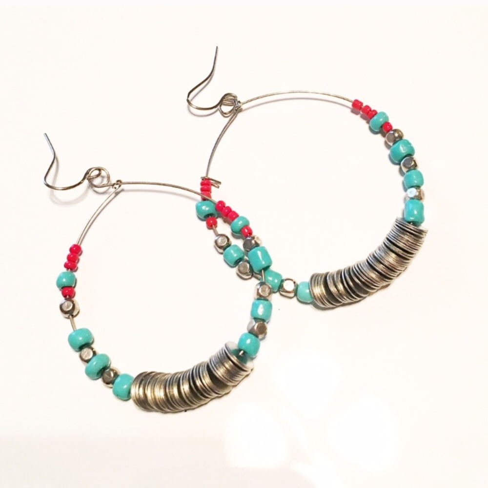 ISO NFS Turquoise and red earrings