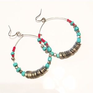 ISO NFS Turquoise and red earrings