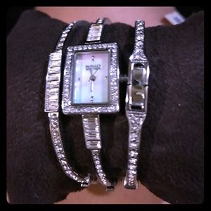 Badgley Mischka women's watch set with bangles.