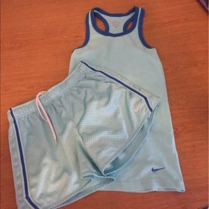 Girl's Teal Nike Tank and Dri-Fit Shorts