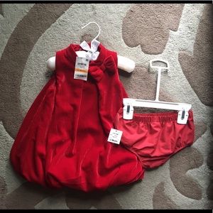 First Impressions Baby girl velvet dress set