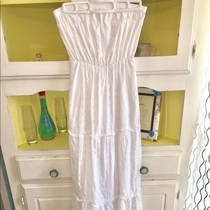 Old Navy White Strapless Eyelet Maxi Dress