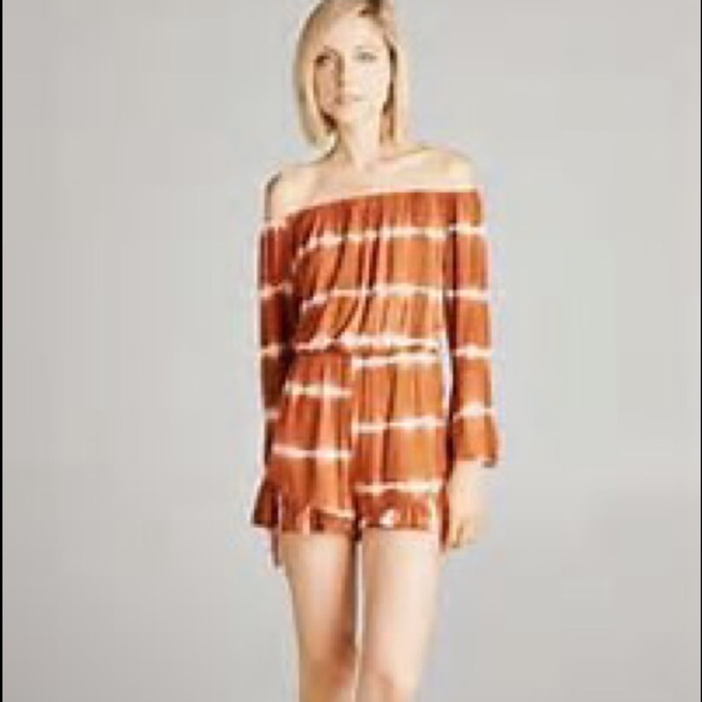 Peppermint burnt orange tie dye romper