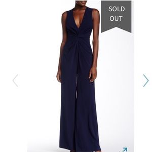 halston heritage navy jumpsuit
