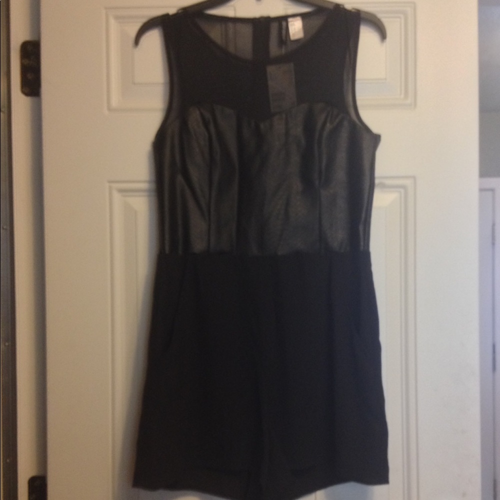 NWT Black Faux Leather Romper