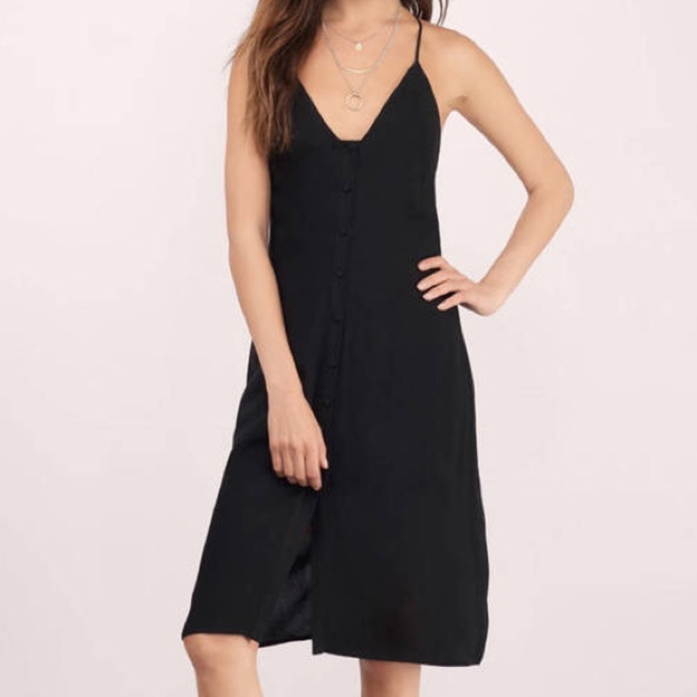 New Tobi Button Down Black Summer Midi Dress