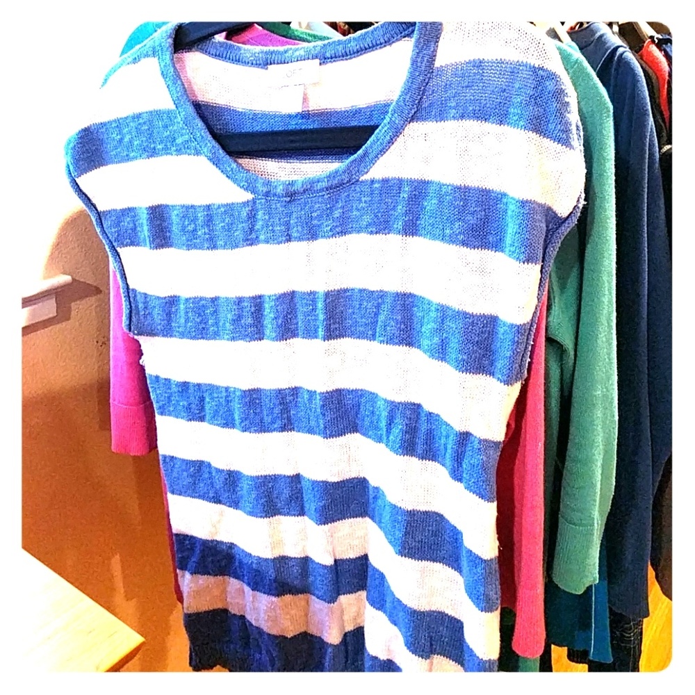 Linen blend stripe sweater