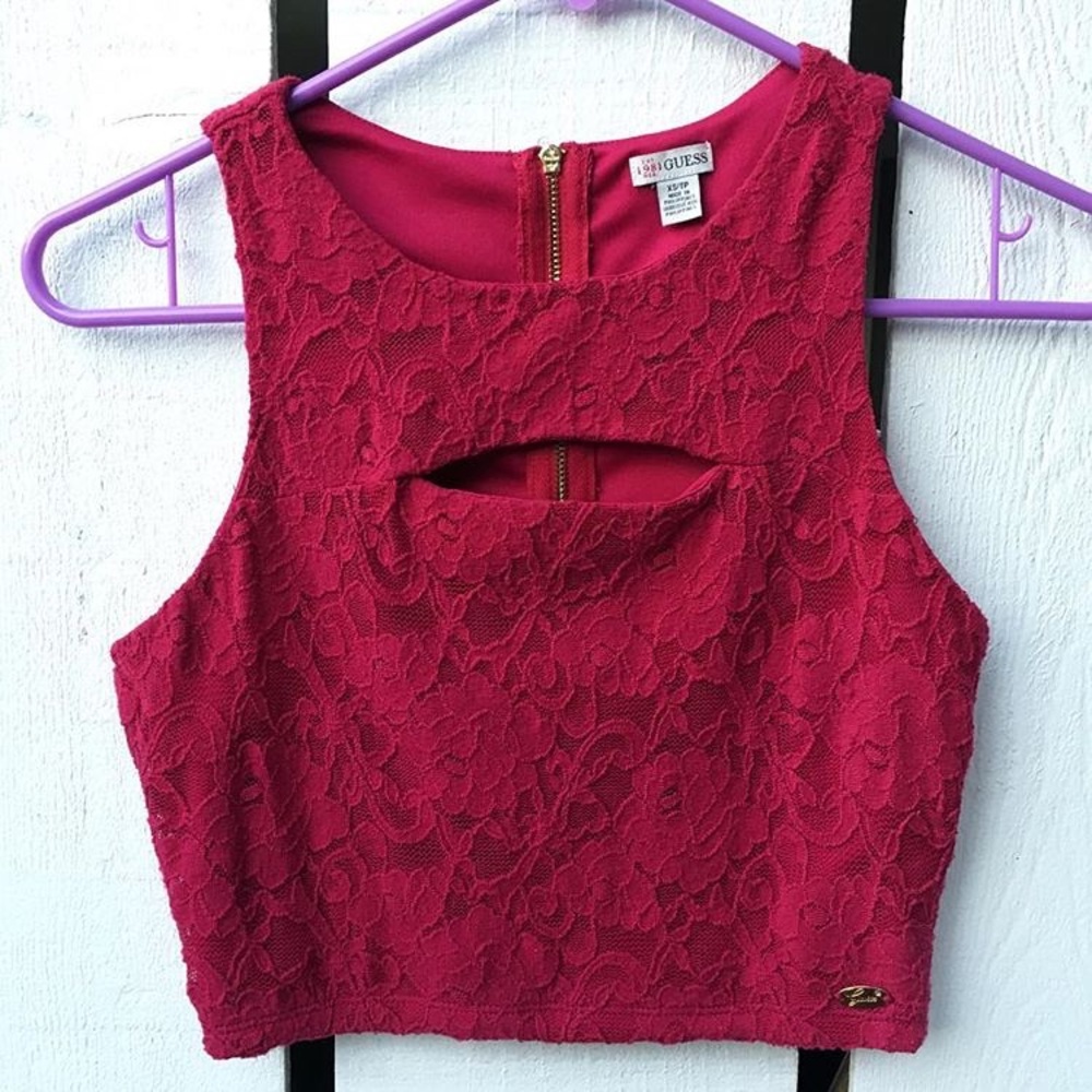 Red Lace Crop Top - Picture 1 of 1