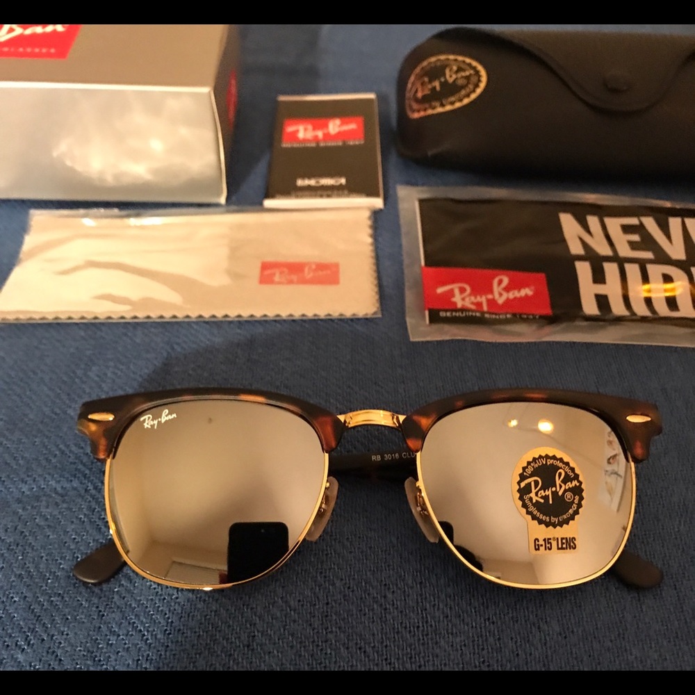 Silver and tortoise rayban clubmaster sunglasses