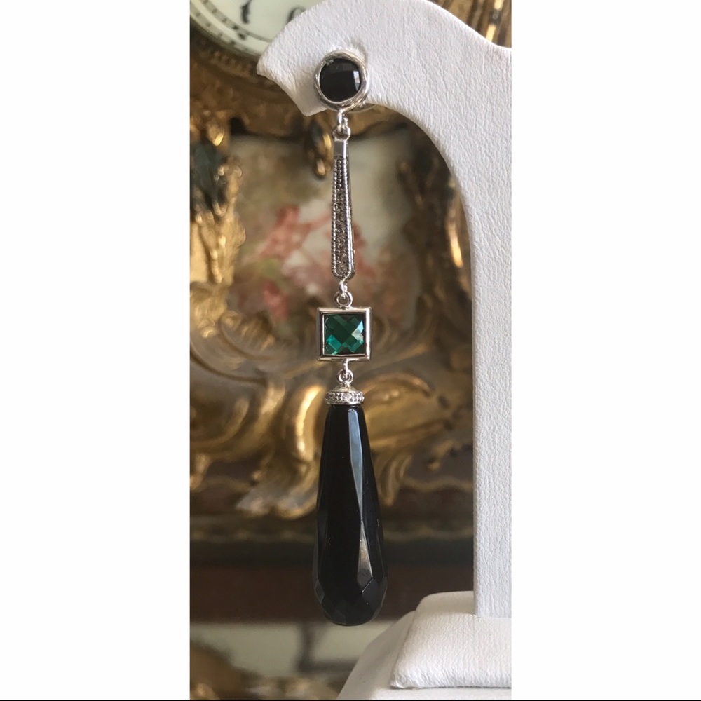 🌙Silver Plated Onyx Earrings🌙