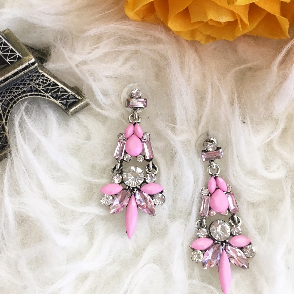 Pretty in pink rhinestone statement earrings