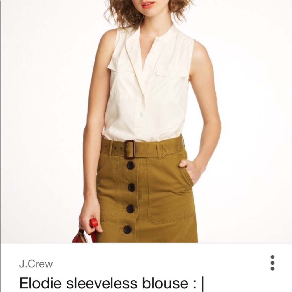 JCrew sleeveless white blouse.
