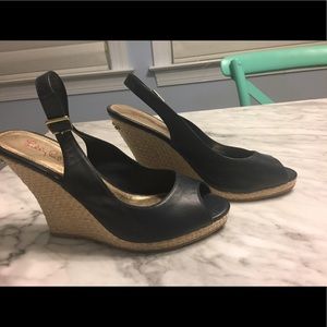 Lilly Pulitzer Navy wedge open toe shoes