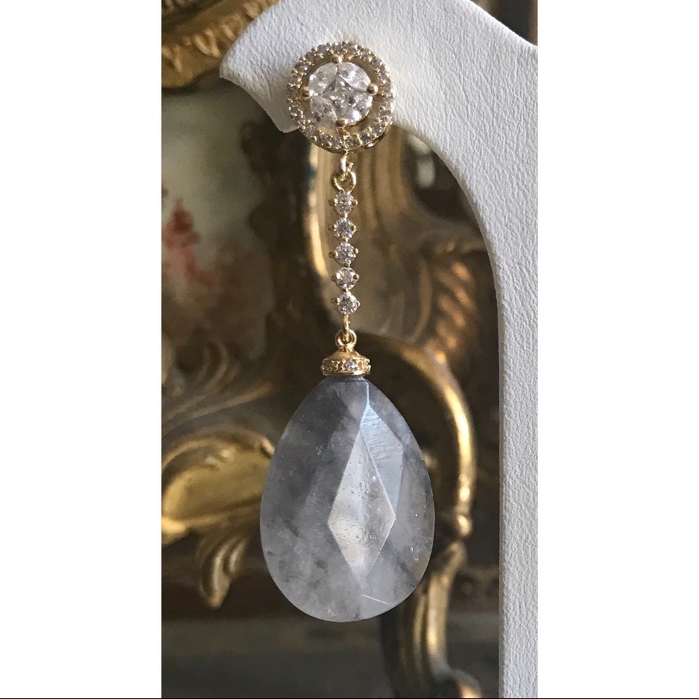 ✨Gold Plated Grey Quartz Earrings✨