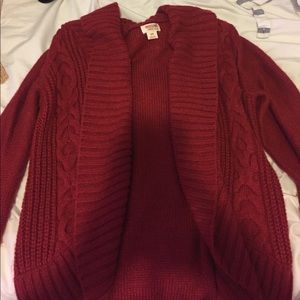 Red cardigan