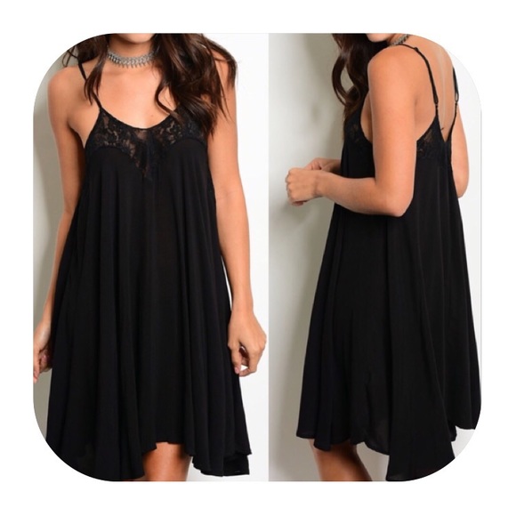 GlamVault Dresses & Skirts - Black Lace Swing Dress