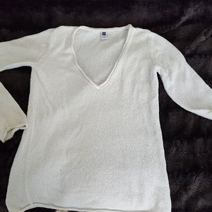White v-neck cotton sweater size L.