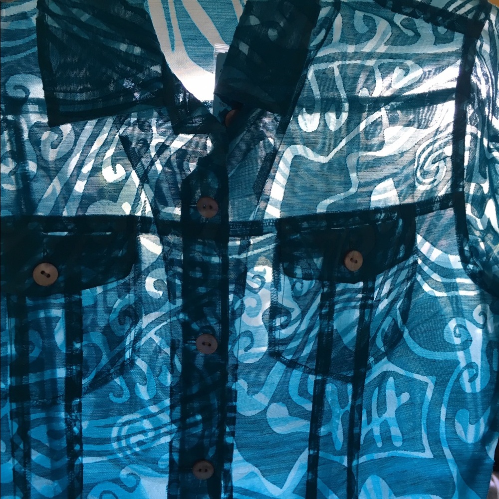 Sheer turquoise NWT blouse Chicos unworn unreal!