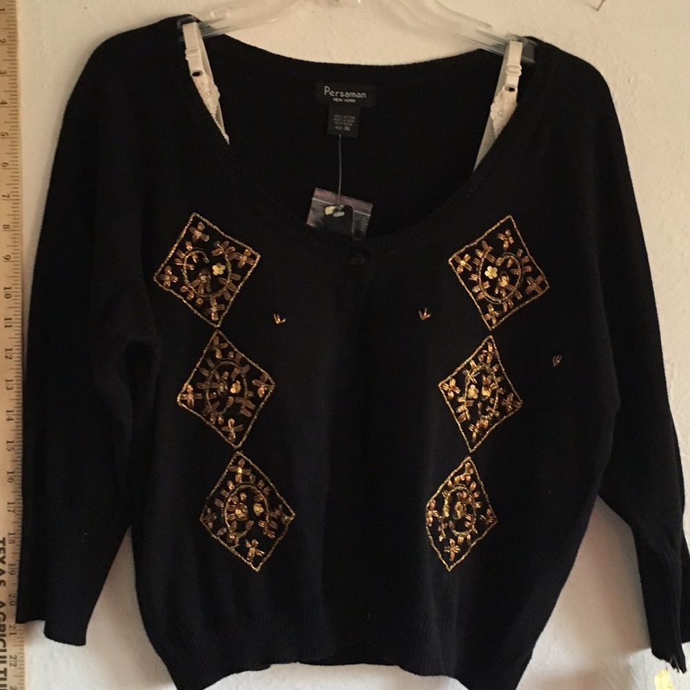 Persimmon NY crop off shoulder sweater beads xl