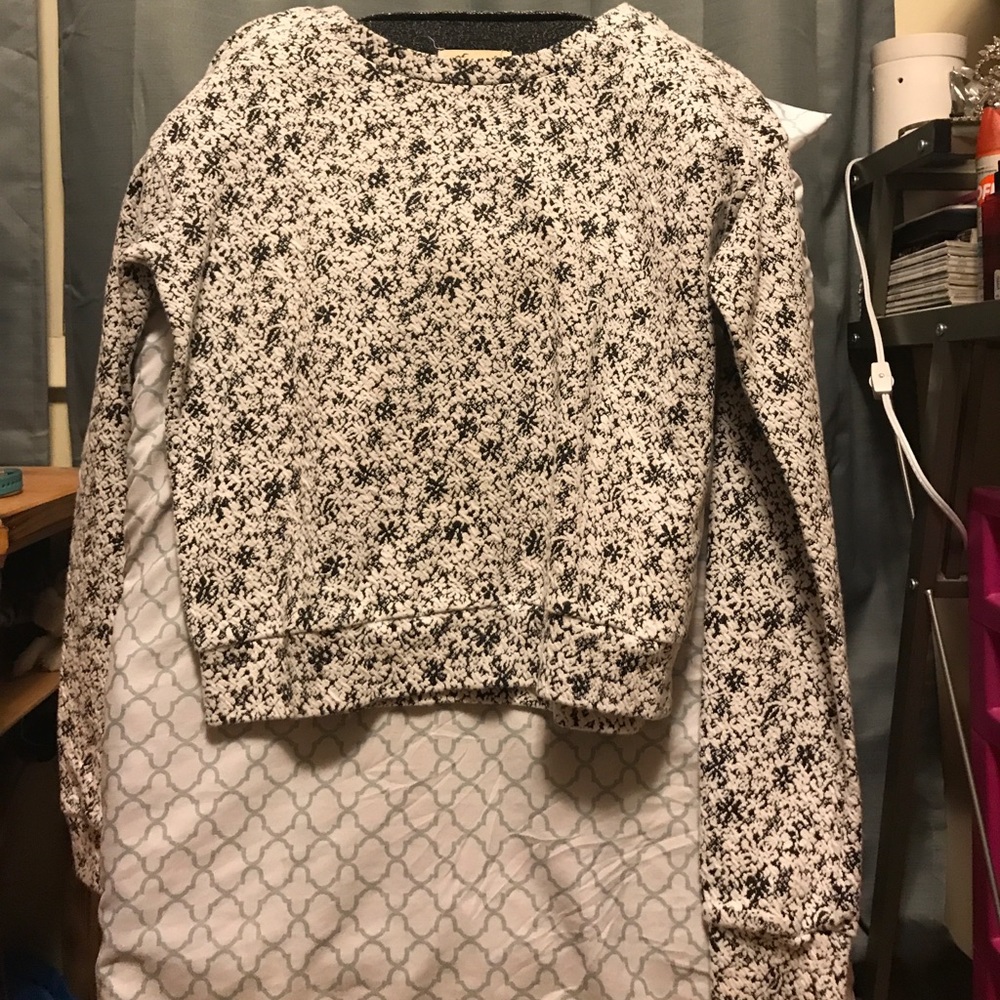 Black and white floral detail sweater