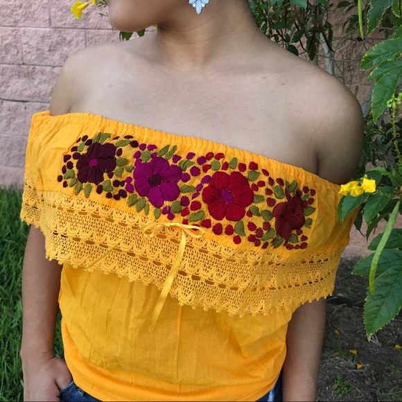 Lace & Ribbon Off-Shoulder Blouse Top Gauzy Coral - Picture 3 of 8