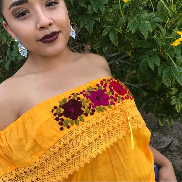 Lace & Ribbon Off-Shoulder Blouse Top Gauzy Coral - Picture 6 of 8