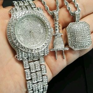 14K ICED OUT WATCH CHAINS COMBO