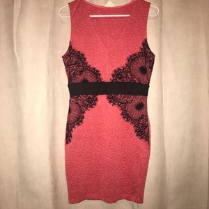 Hot pink dress with lace detailing!