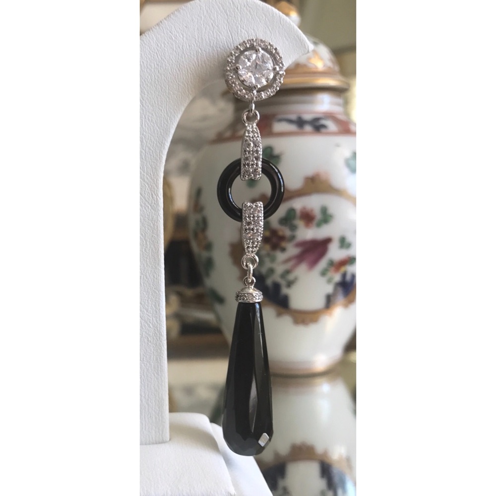🌑Silver Plated Onyx Earrings🌑