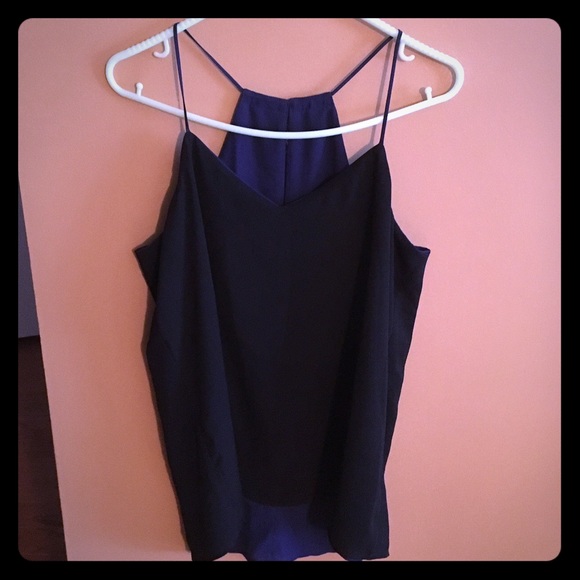Express Tops - Express black and blue reversible chiffon tank top