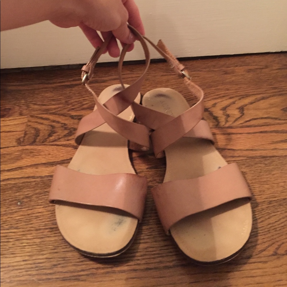 J. Crew Tan Leather Wrap Around Sandals