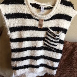 Black and white striped sweater shirt