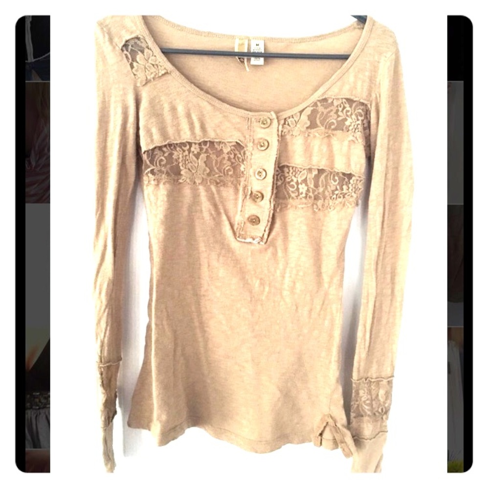 BKE💥Buckle Tan long sleeve top