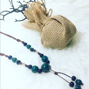 Handmade Retro Green Ceramic Statement Necklace