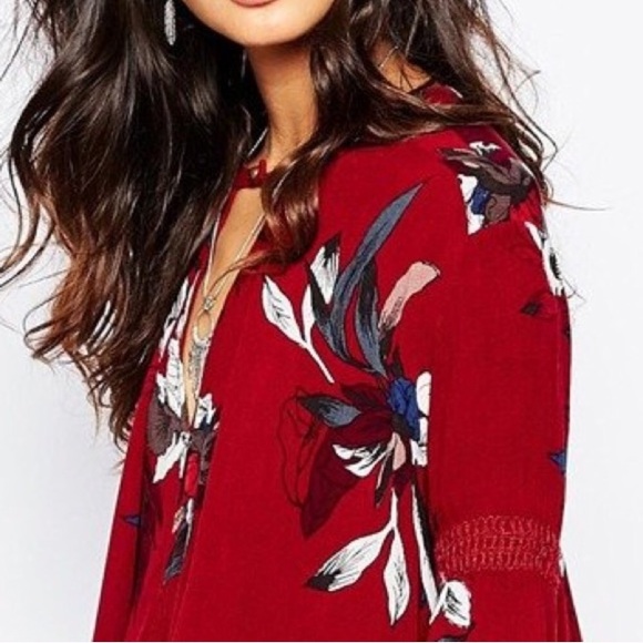 FLORAL Swing Tunic DRESS Electric Orchid Red Tree - Picture 3 of 3