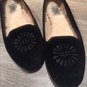 Black Ugg Flats with Fur Interior.
