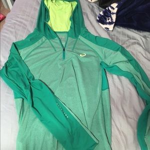 Asics quarter zip with hood