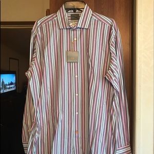 Thomas Dean Button Down Striped L/S Shirt Large