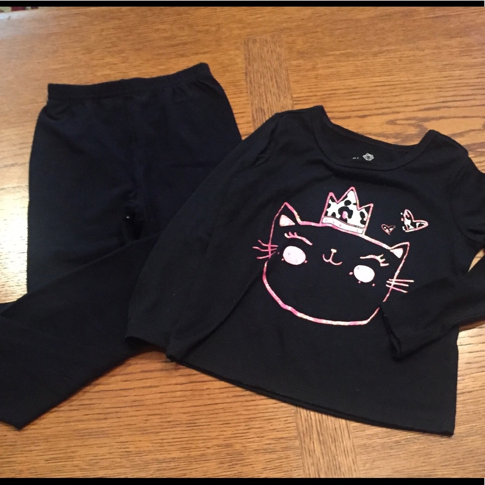 2T Ookie-Dokie Black Cat Girls PJs