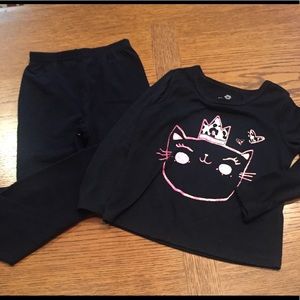 2T Ookie-Dokie Black Cat Girls PJs
