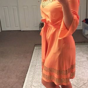 🎂Tangerine bell sleeve stud dress