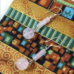 Handmade Rose Quartz Sterling Silver Earrings