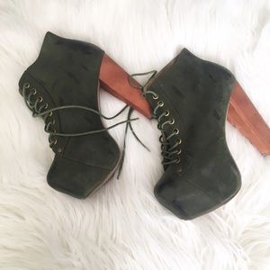 Jeffrey Campbell Lita Dark Green Distressed Size 7