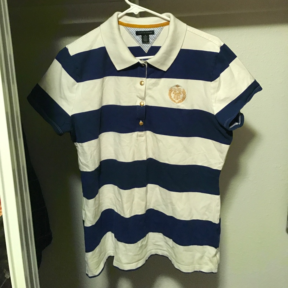 Tommy Hilfiger gold crest striped polo shirt