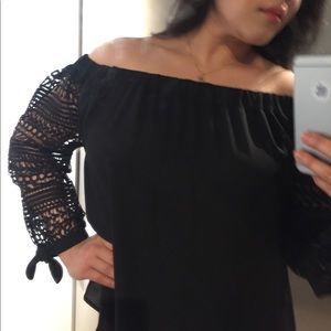 Express Off the shoulder bow tie sleeve blouse