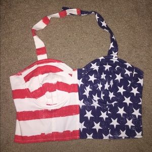 American Flag Pin Up Crop Top Marilyn Monroe