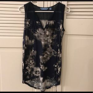 Navy and Gray Sleeveless Blouse