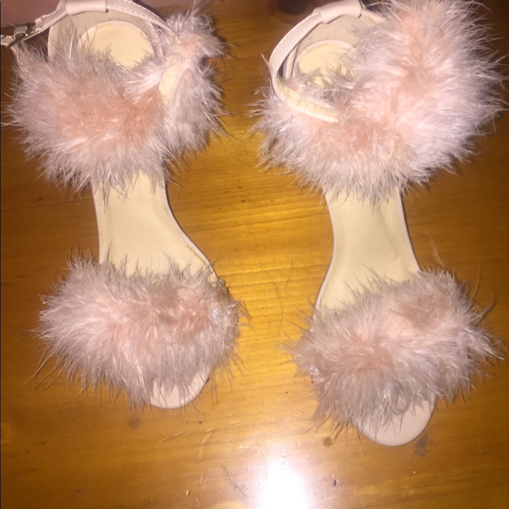 Furry pink high heels