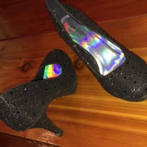 Black sparkly heels